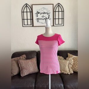 Lauren Ralph Lauren Active Pink & White T Shirt Size S Classic Colorful